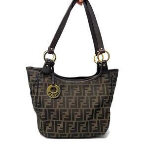 Fendi Vintage Zucca FF Chef Brown Canvas Shoulder Bag